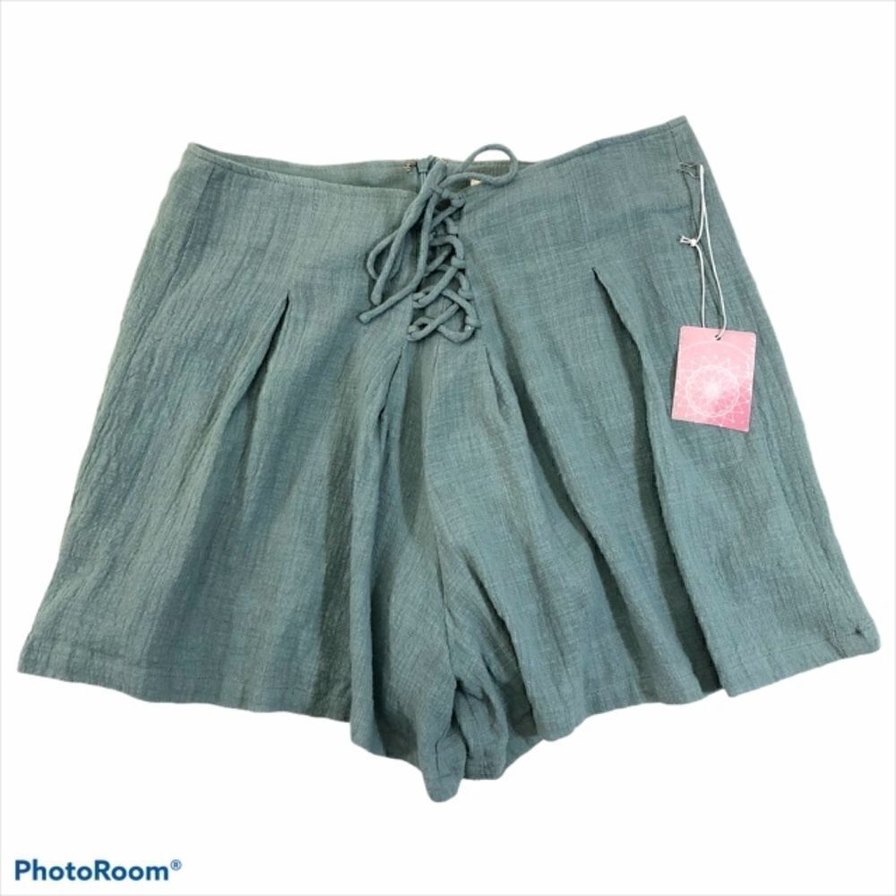 Onetheland High Waisted Lace Up Shorts